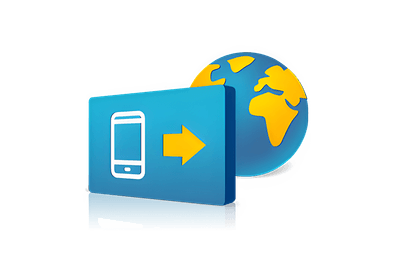 Illustration Smartphone tätigt Anrufe in ganze Welt