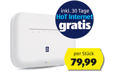 Router Beafon R312 mit Preisschild 79,99 EUR. Dazu 1 Monat HoT Internet gratis.