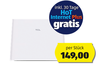 TCL HH515LM mit Preisschild um 179 EUR, dazu Hinweis auf Internet Plus für einen Monat gratis