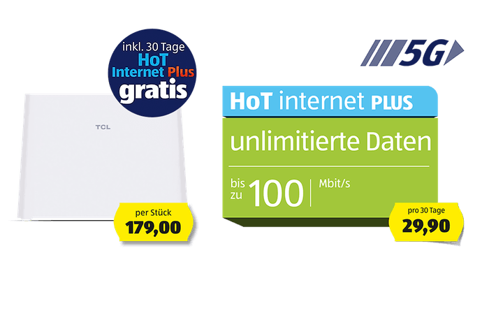 Tarif HoT Internet PLUS um EUR 29,90 mit Router um EUR 179,-
