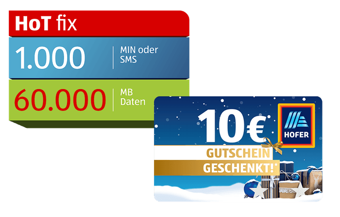 Abbildung HoT fix Tarifsujet und 10 EUR Adventgutschein