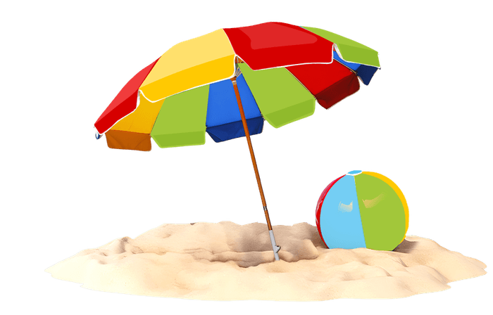 Sonnenschirm am Strand visualisiert Urlaubsfeeling